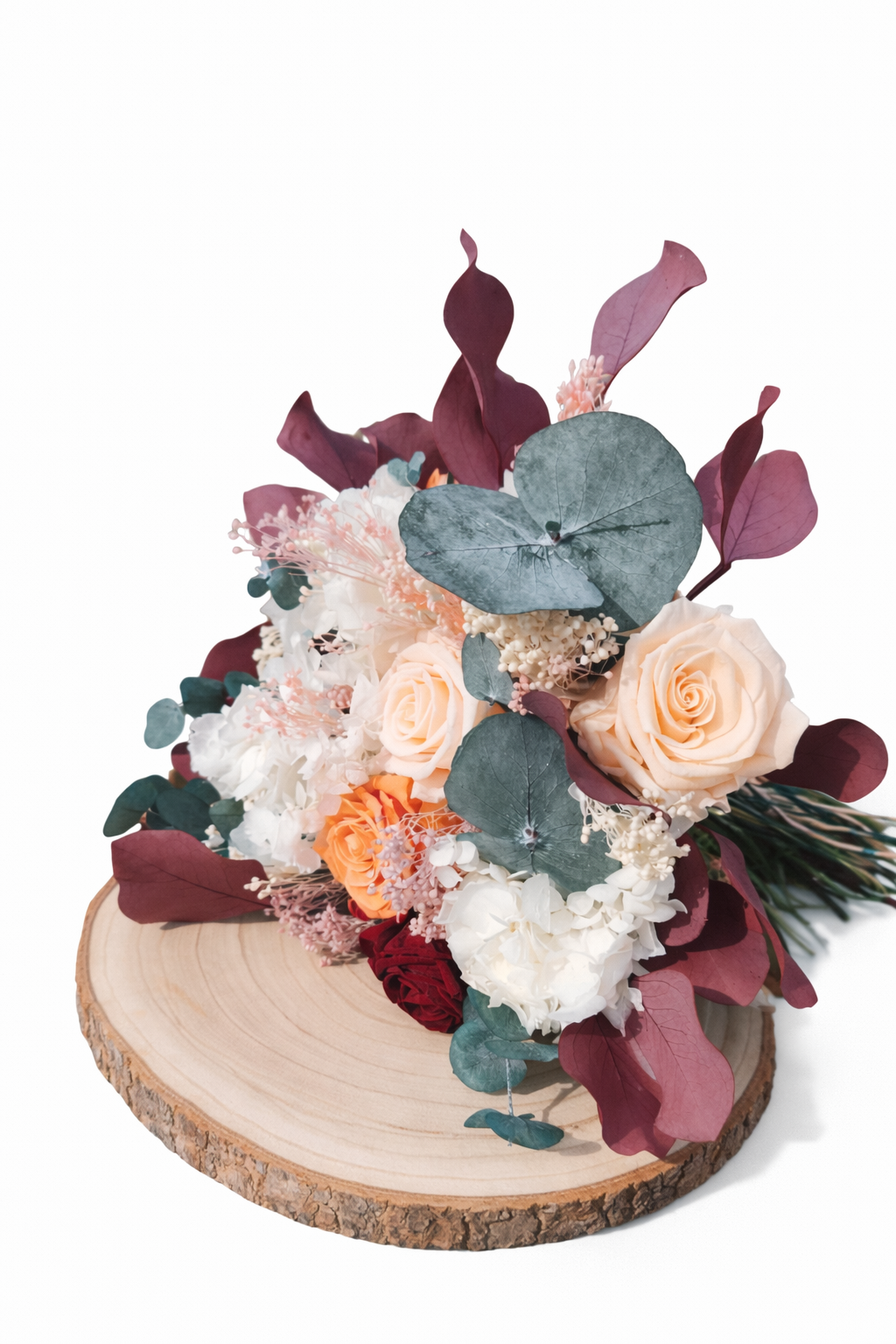 Ramo preservado Serena con flores en tonos cálidos y naturales