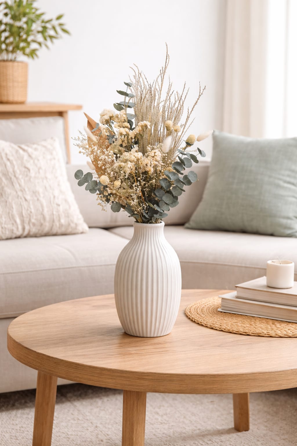 Ramo boho flores secas naturales con eucalipto preservado